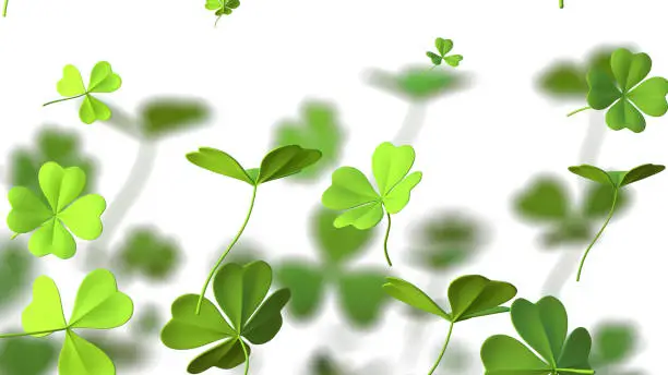 Photo of Shamrocks clover leaves St. Patrick's Day celebrating background. 3d rendering