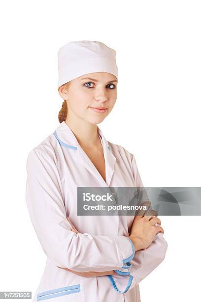 Nurse Standing On White Background Stock Photo - Download Image Now - Adult, Assistance, Beautiful People