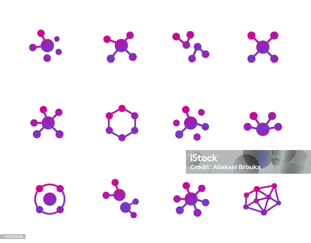Conexiones o iconos de conexión en blanco, vectorial - arte vectorial de Molécula libre de derechos Conexiones o iconos de conexión en blanco, vectorial - arte vectorial de Molécula libre de derechos