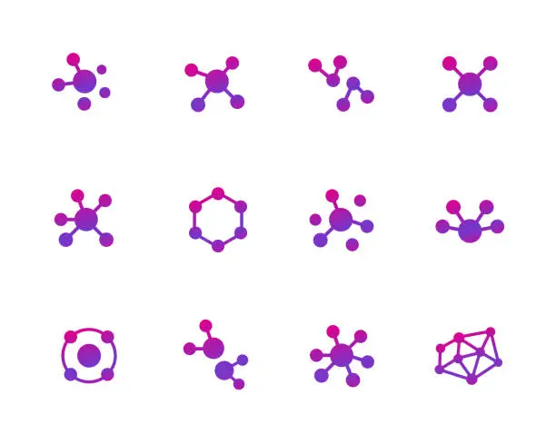 Vector illustration of Connections or connect icons on white, vector