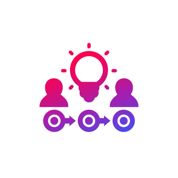 fitness, health, gym trendy icons on circles exchange of ideas, thought process icon executioner stock illustrations