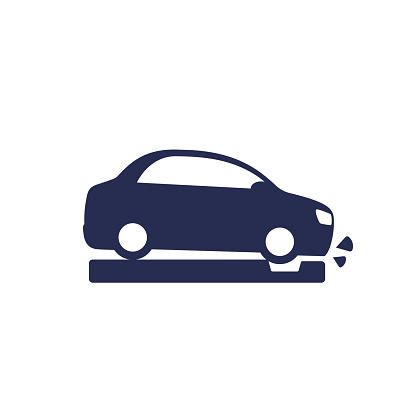 pothole icon with a car on white