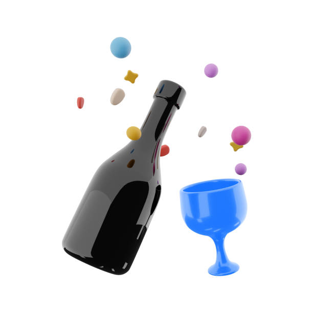 Wine dripping from bottle into glass