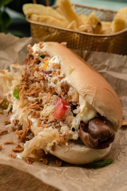 istock Hot dog with sauerkraut 1472517232