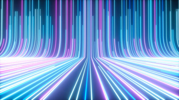 istock Pink and blue neon lines, abstract tech futuristic background - 3D Illustration 1472519199