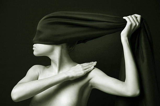 istock Nude woman with black bandage 147252035