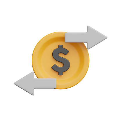 Money Transfer 3d realistic object design vector icon illustration