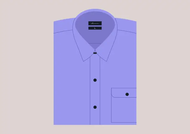 Vector illustration of A folded shirt with a front pocket, office uniform