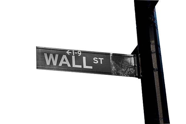 Wall street Street sign of Wallstreet in B&W isolated on white wall street sign stock pictures, royalty-free photos & images