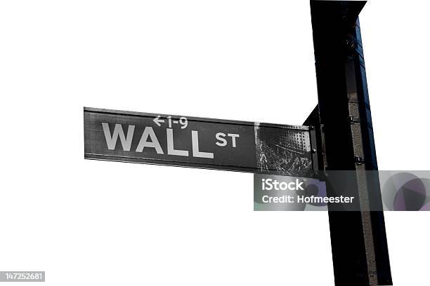 Wall Street - Fotografias de stock e mais imagens de Wall Street - Wall Street, Sinal, Fundo Branco