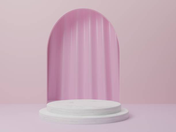 istock Round Pedestal Template. Studio Stage for Product Display. 3D rendering 1472526829
