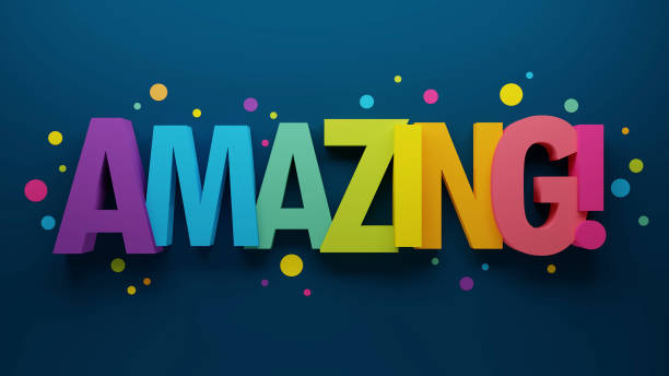 istock 3D render of AMAZING! colorful typography banner 1472529100