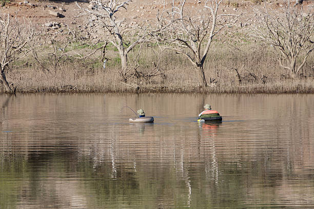 Father and Son Fishing stock photo