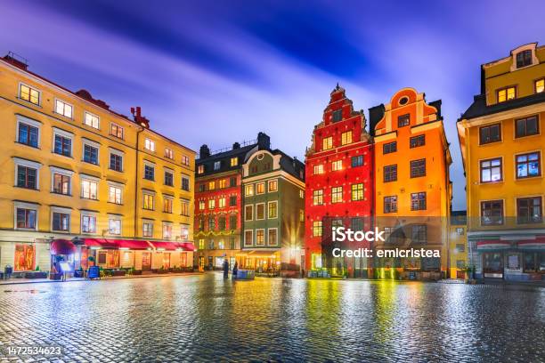 Stockholm Sweden Glama Stan Downtown Stortorget Square Stock Photo - Download Image Now