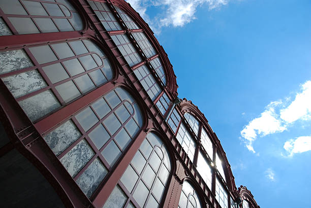 art nouveau estação - antwerp station center glass - fotografias e filmes do acervo