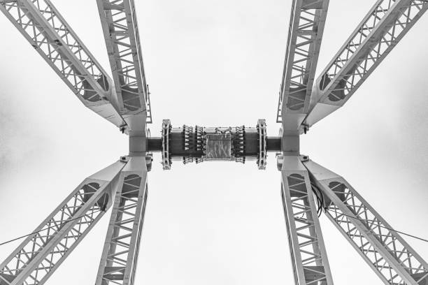 The main axis of the Ferris wheel during its dismantling at the October funfair in Liège