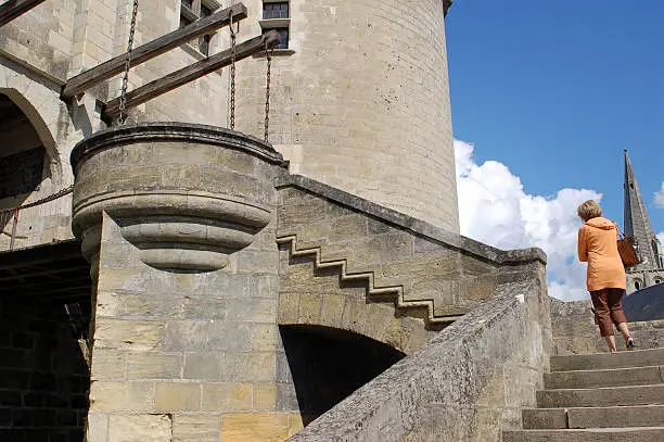 Drawbridge entrance to the Langeais's castle,France.