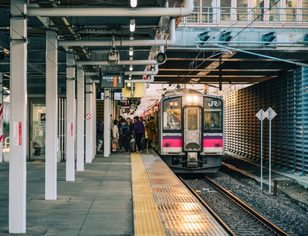 Aomori, Japan - Nov 4, 2019. JR Station in Aomori, Japan. Trains are a very convenient way for visitors to travel around Japan.