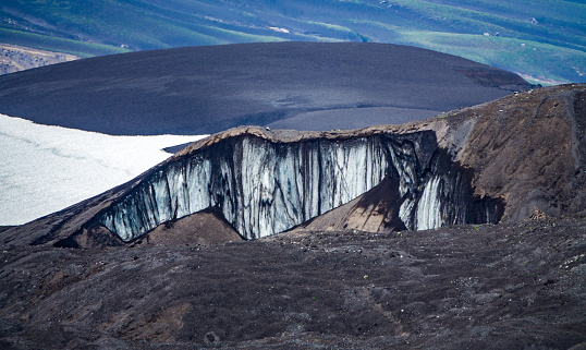 Karst funnel (glaciokarst) of recent origin. Climate change and thawing permafrost (depergelation) are releasing massive amounts of methane into the atmosphere - ecological unsolvable problem