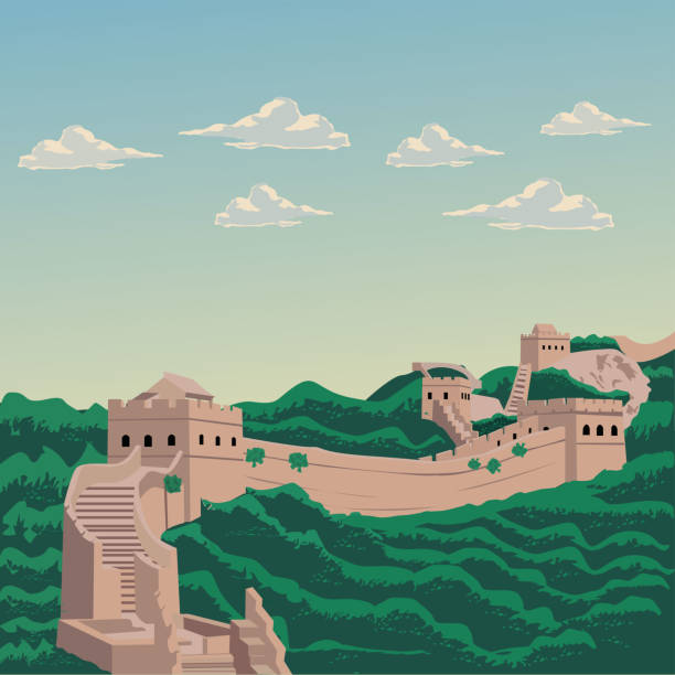 만리장성 그림 - ming china forbidden city emperor stock illustrations