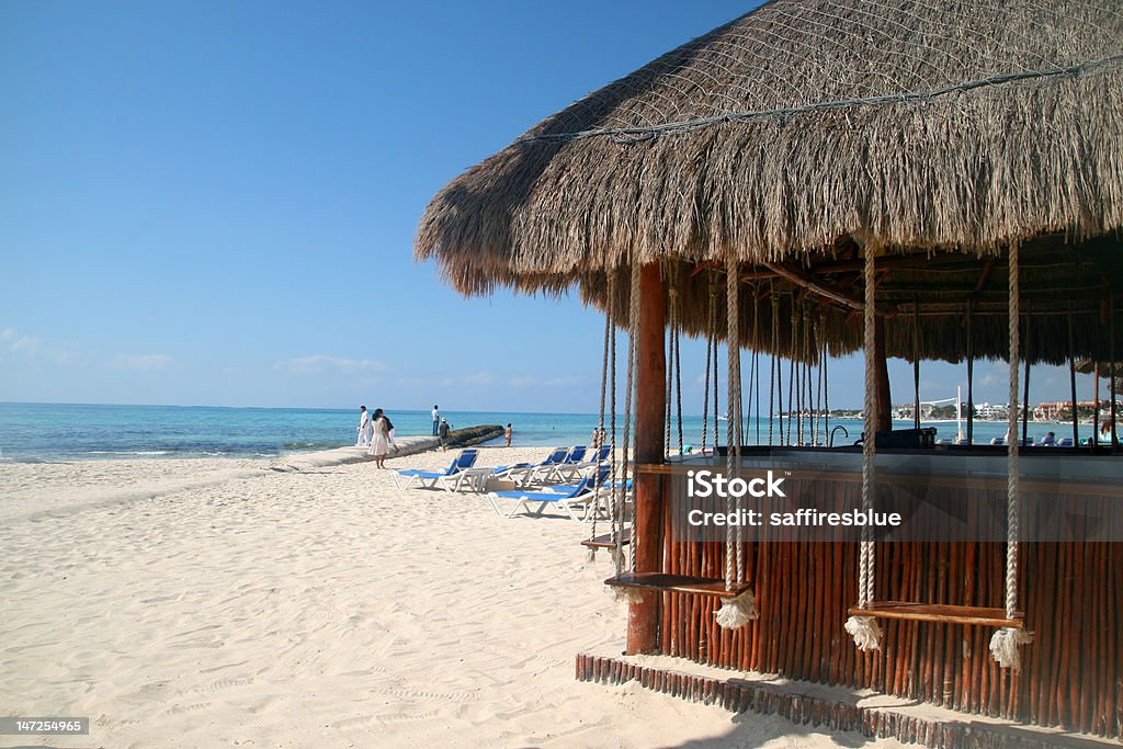 Beach in Playa del Carmen Relaxing resort on the beach in Playa del Carmen, Mexico Beach Stock Photo