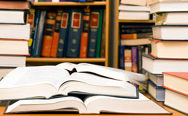 istock Stacks of books located at the library 147254971
