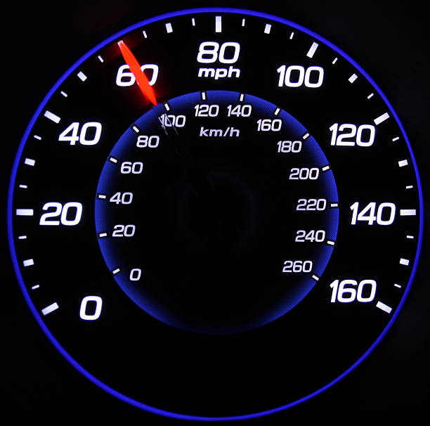 Speedometer at 60mph stock photo