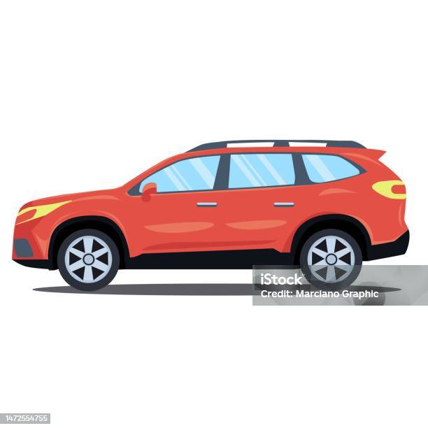 Tampak Depan Ilustrasi Vektor Mobil Merah Ilustrasi Desain Datar