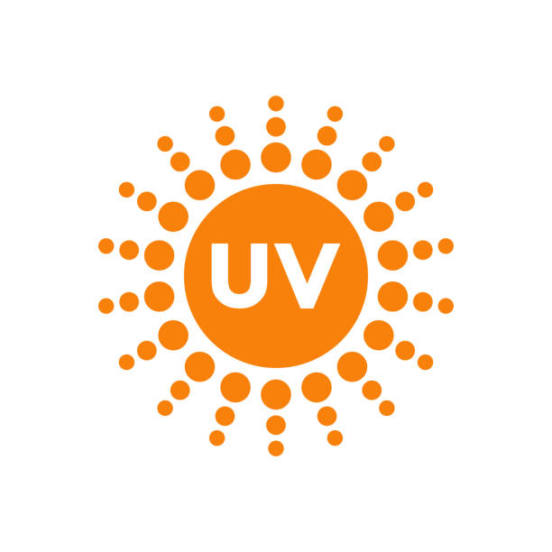 Ultraviolet Sun with rays graphic icon. Sun protection and UV resistant sign isolated on white background. Vector illustration uv light stock illustrations