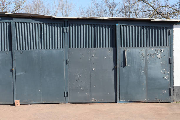 istock Metal doors of the warehouse building 1472555485