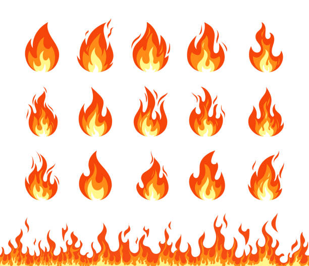 화재 아이콘 원활한 패턴 - flaming torch flame fire symbol stock illustrations