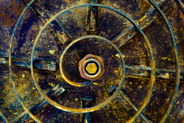 Abstract construction of rusty metal. Art photography.