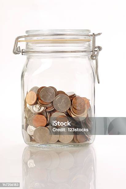 Coins In The Glass Jar Stock Photo - Download Image Now - Bank Account, Banking, Business