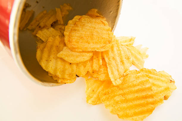 Remnants of crinkled chips/crips stock photo