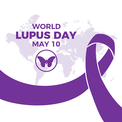 Purple awareness ribbon and world map silhouette icon vector isolated on a white background. May 10 every year. Important day