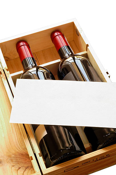 istock Wood gift box with two wine bottles  w7 clipping path 147256314