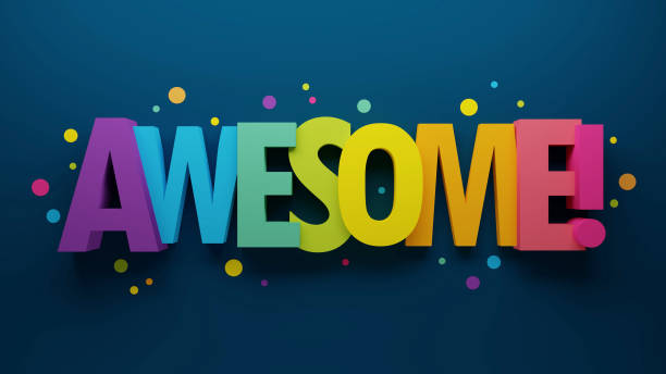 istock 3D render of AWESOME! colorful typography banner 1472566511