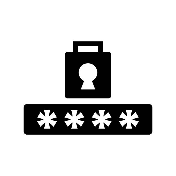 значок замка и силуэта пароля. вектор. - safety pin closed open isolated stock illustrations