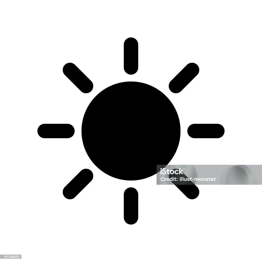 Sun Silhouette Icon Sunny Warmth Vector Stock Illustration - Download ...
