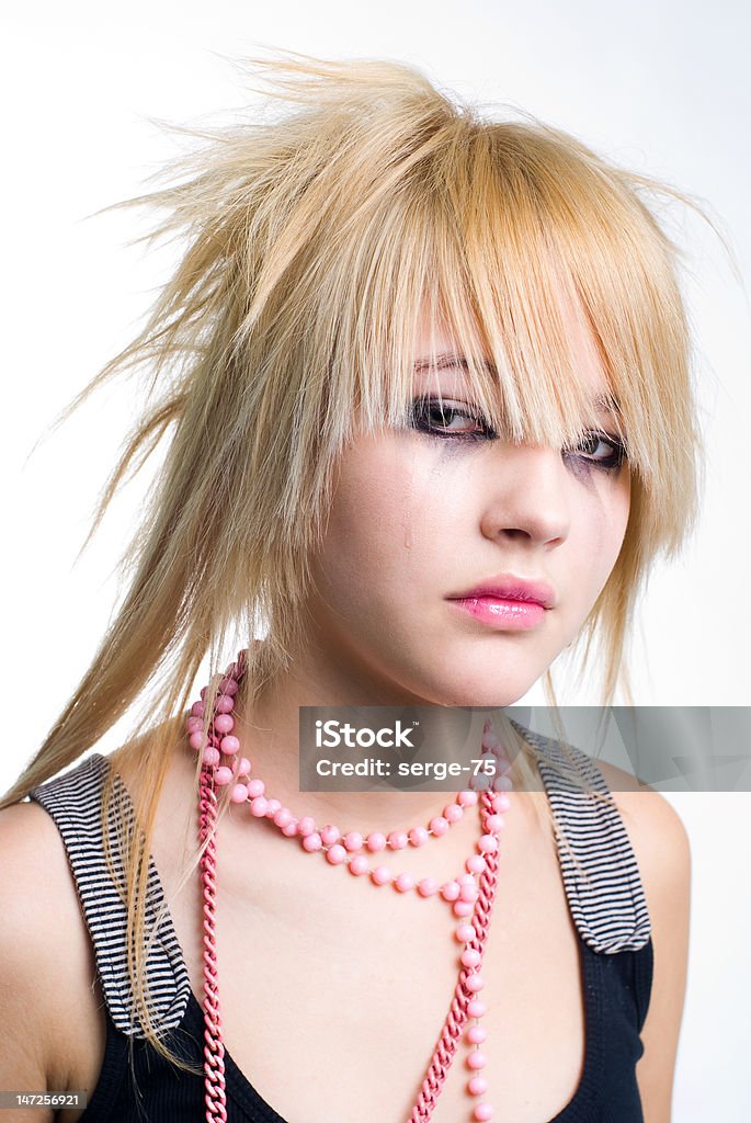 Retrato de menina chorando emo - Foto de stock de Emo royalty-free