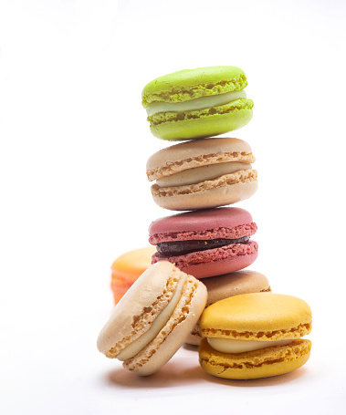 Stack of macaroons isolated on a white background.