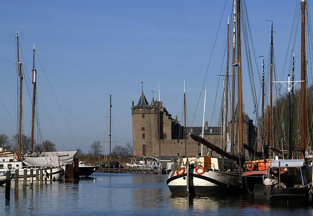 istock Old Ships and View on Mediaeval Castle in the Netherlands 147257168