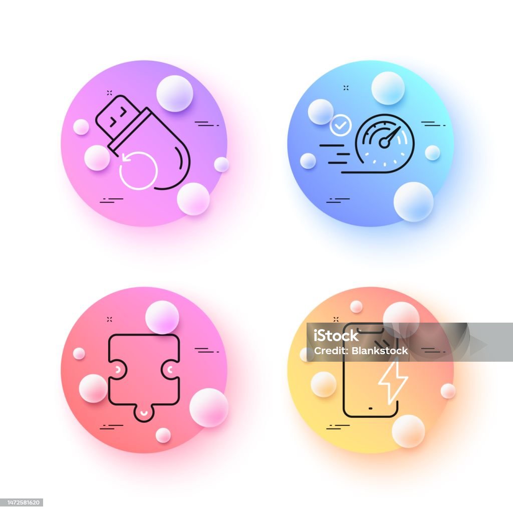 Vetores de Memória Flash Velocímetro E Ícones De Linha Mínima Puzzle Vetores de Memória Flash Velocímetro E Ícones De Linha Mínima Puzzle
