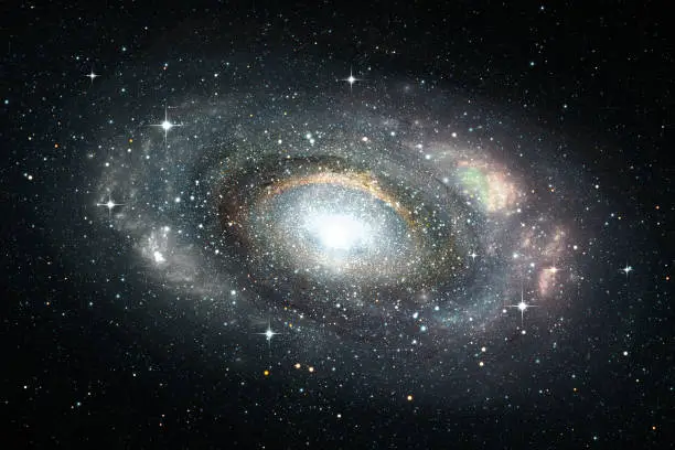 Photo of Space background with spiral galaxy and stars