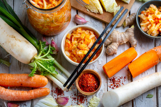 istock Homemade kimchee and glass jar 1472581777