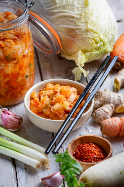 istock Homemade kimchee and glass jar 1472581855