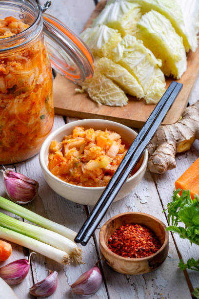 istock Homemade kimchee and glass jar 1472581872