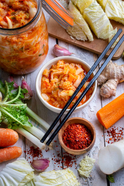 istock Homemade kimchee and glass jar 1472581947