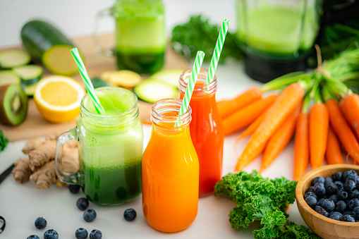 Three healthy fruits and vegetables detox drinks