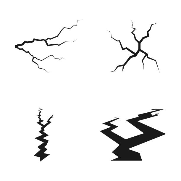 Ground Cracks Set Vector Design. Scalable to any size. Vector illustration EPS 10 file. fissure stock illustrations